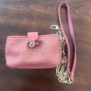 Tory Burch mini suede shoulder bag.